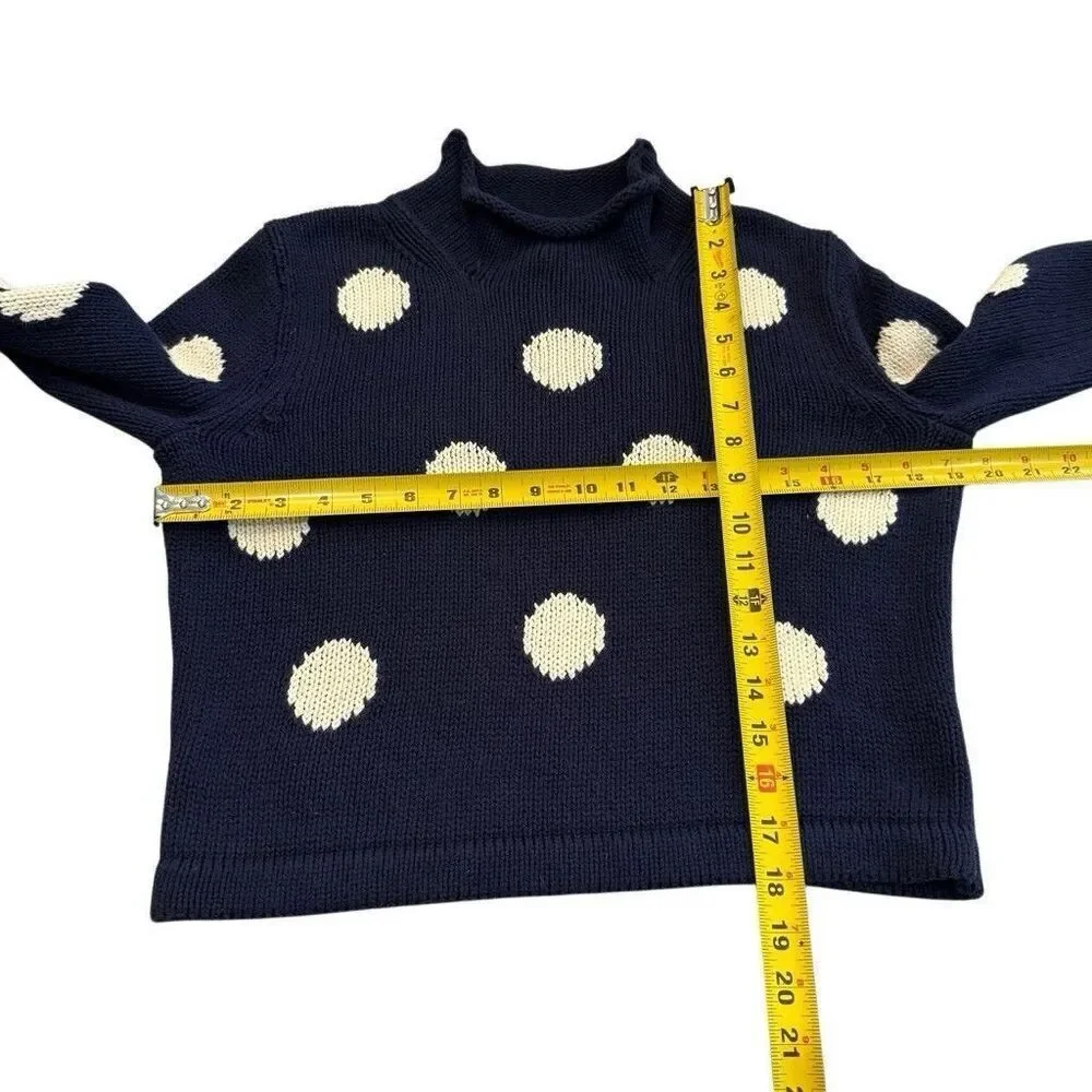 J. Crew Womens Always Rollneck Sweater Size XS Cotton Polka Dots Fisherman